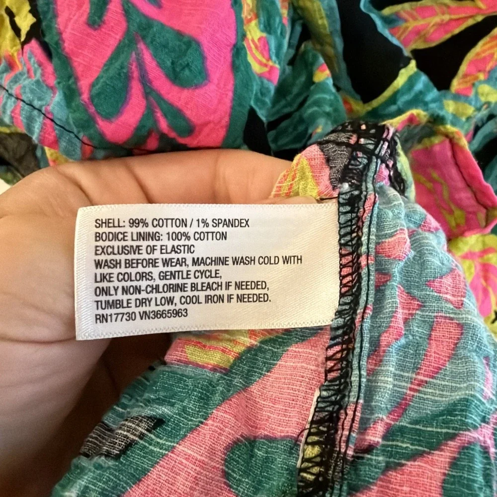 Cat & Jack Girls Cut-Out Maxi or Midi Dress Smocked Sleeveless Tropical Neon XS